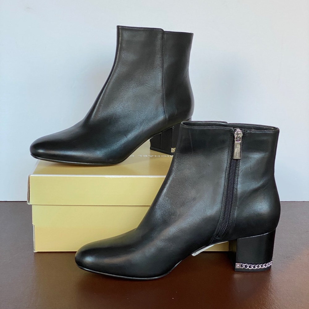 MICHAEL KORS Sabrina Chain Heel Bootie Leather 6.5 - Picture 5 of 11